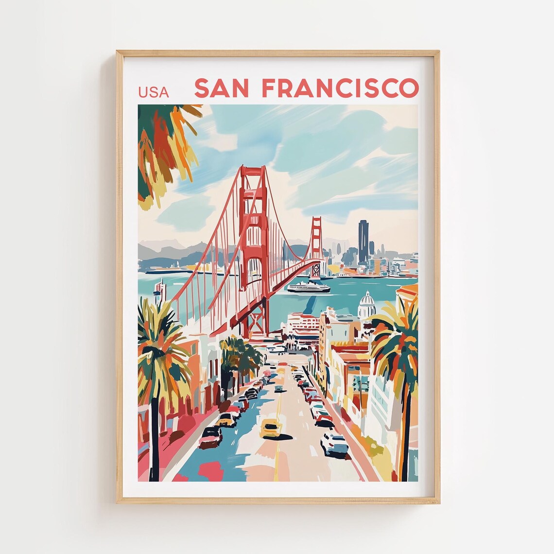 San Francisco Golden Gate Skyline Travel Poster
