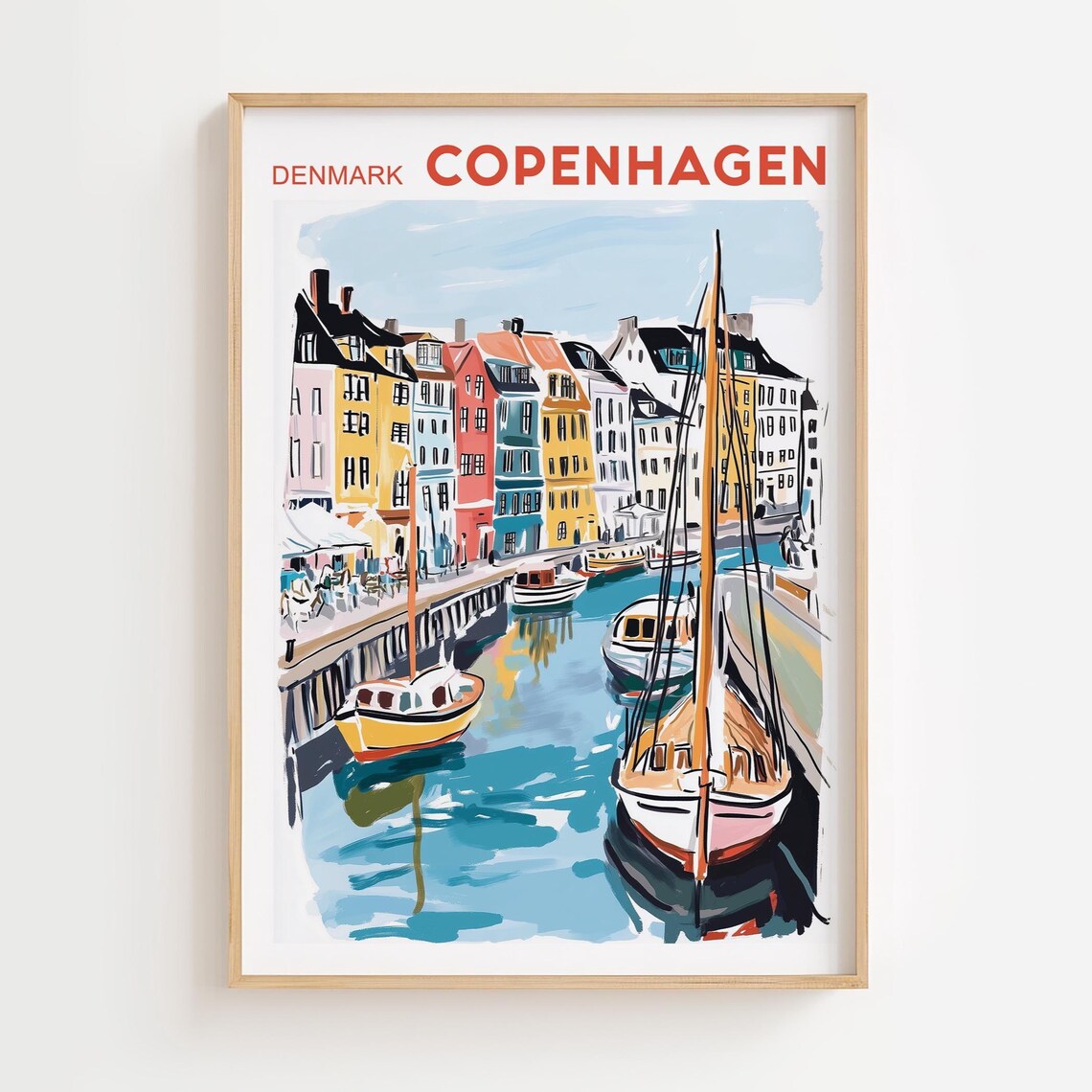 Copenhagen Nyhavn Denmark Watercolor Travel Poster