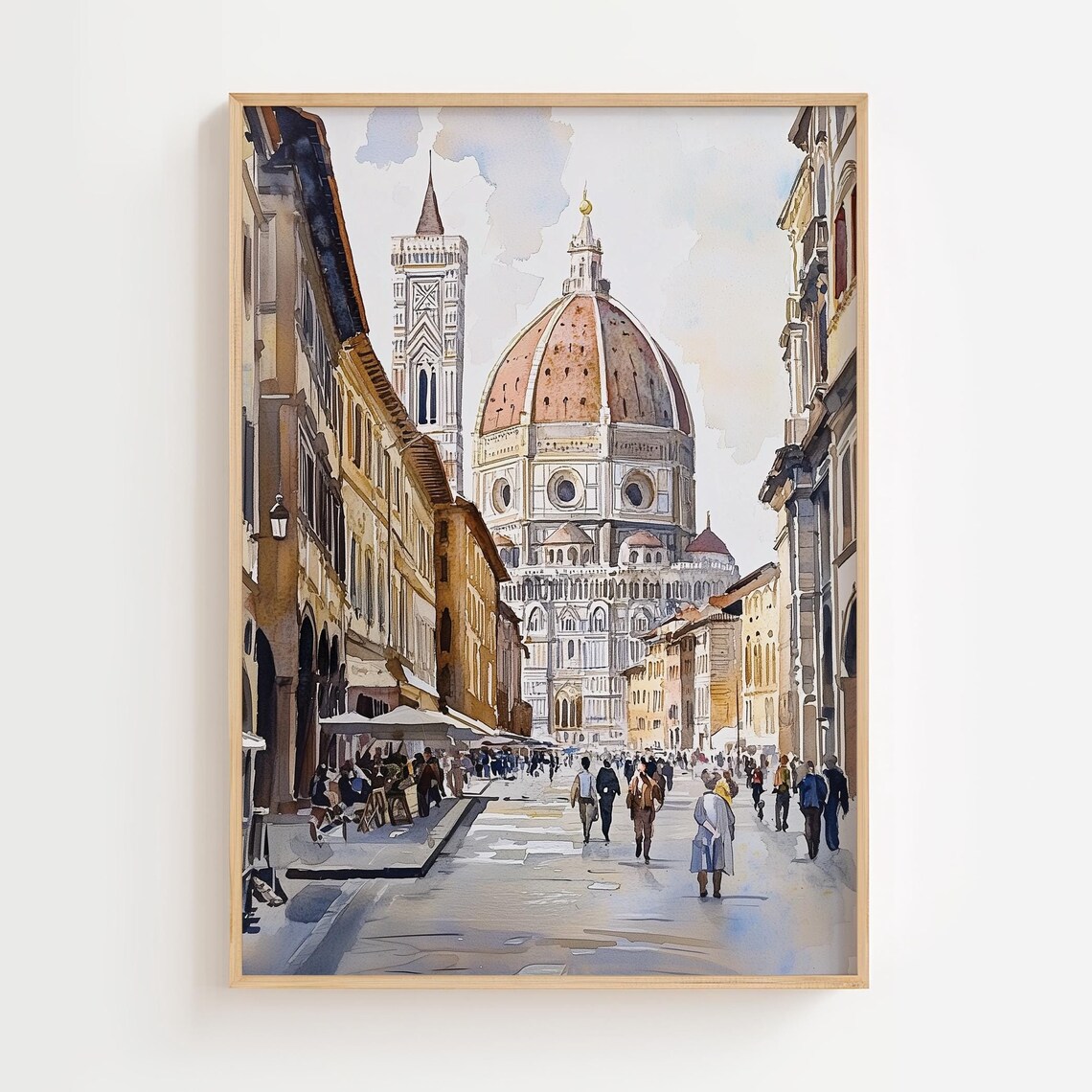 Florence Duomo Watercolor Travel Poster, Tuscany