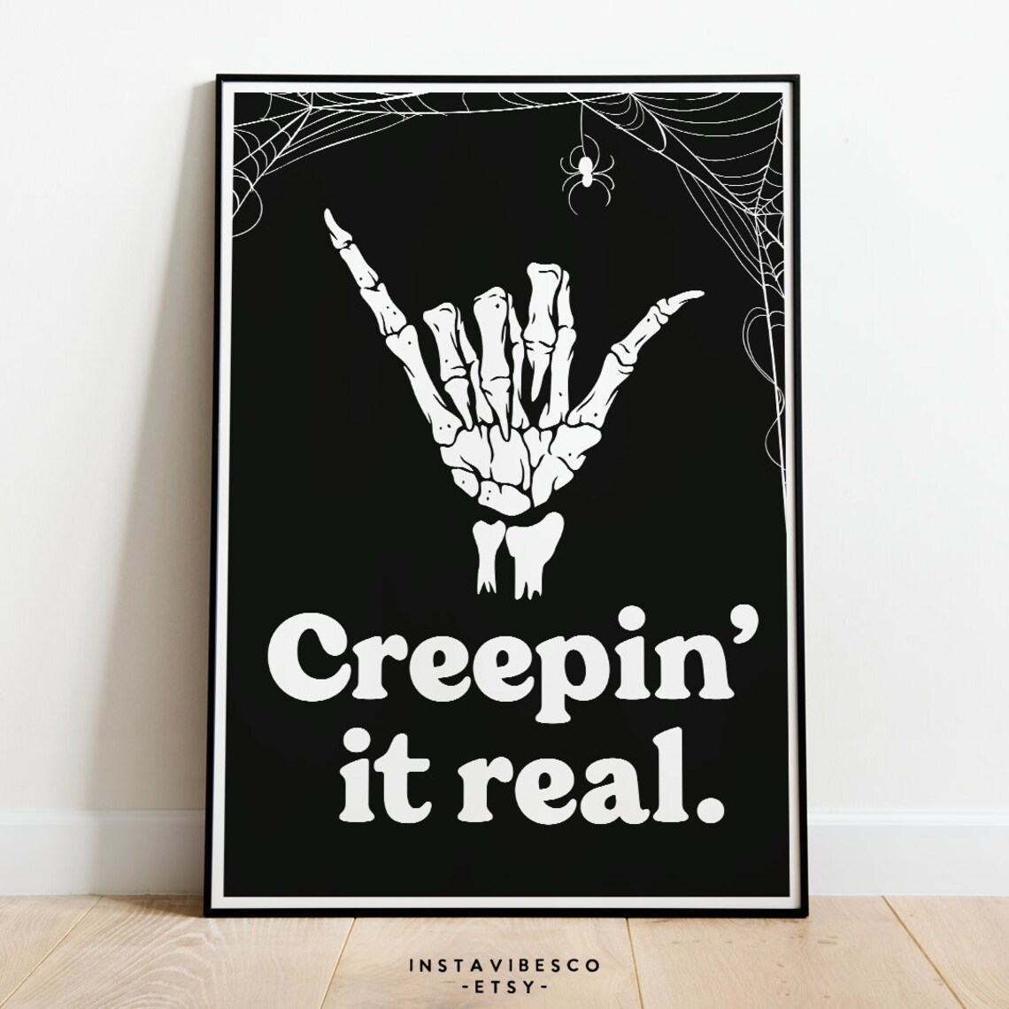 Creepin It Real Halloween Quote, Retro Art Print - Image 2