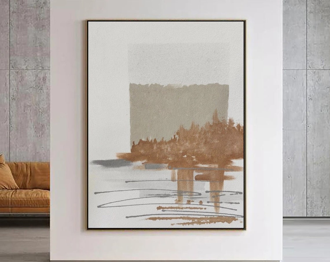 Burnt Sienna Treeline Watercolor Abstract Trees Reflections Poster