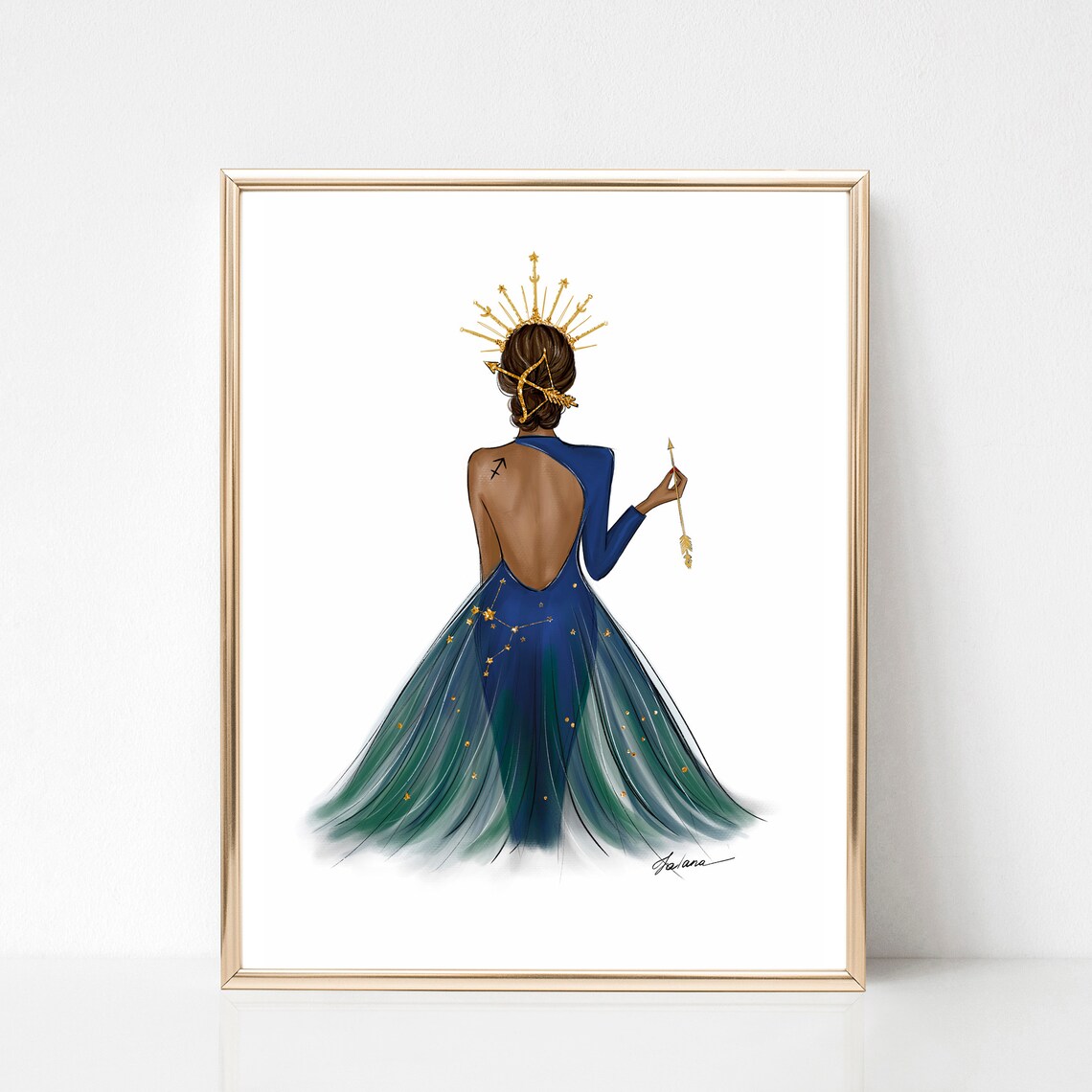Sagittarius Zodiac Woman Blue Constellation Gown Fashion Poster - Image 5