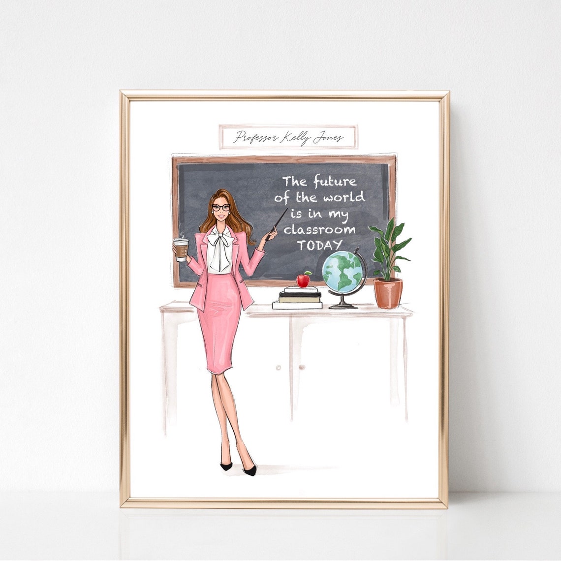 Personalized Name Teacher Art Print Fashion Illustration Teacher Art Print Art Teacher Gift School Art Print Girly Fashion Sketch - Image 2