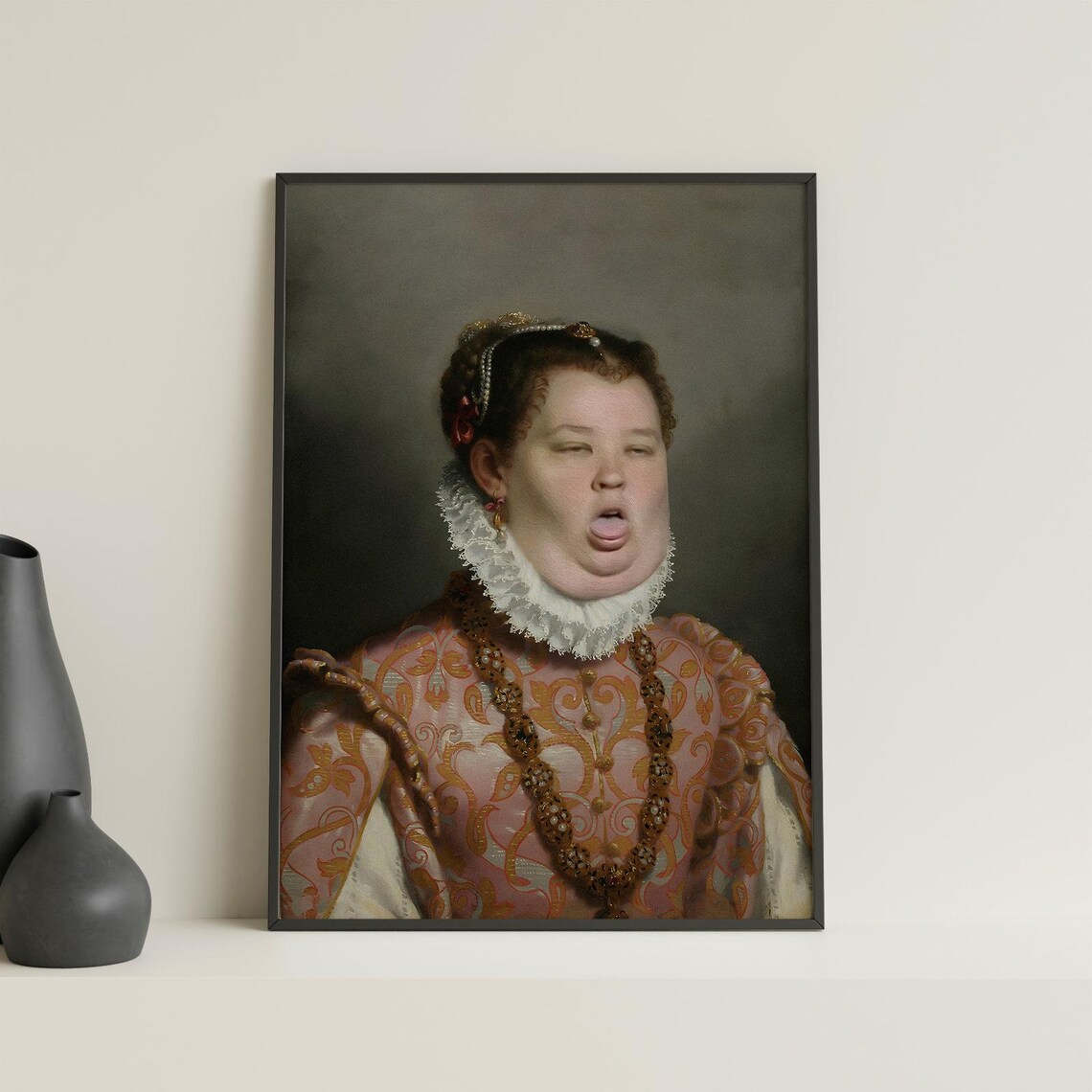 Funny Lady Bathroom Poster Print, Stinky Face - Image 2