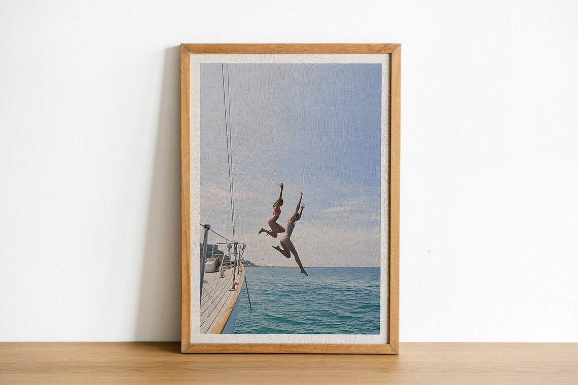 Woman Blue Ocean Sail Boat Yacht Minimalist Art Print - Image 3