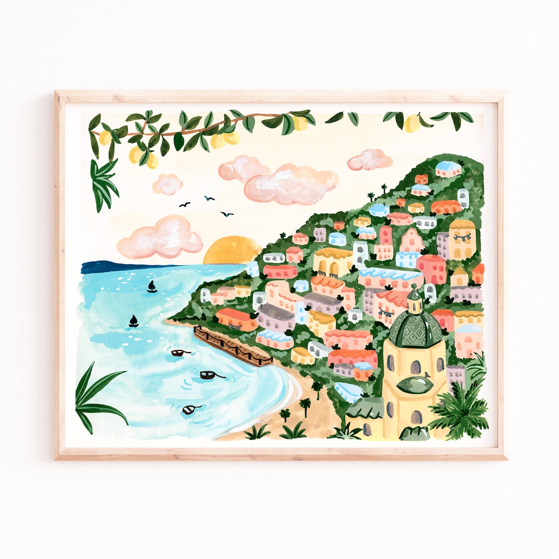 Amalfi Coast Positano Beach Travel Poster