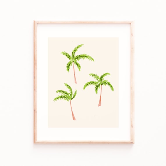 Palm Trees Neutral Tropical Art Print, Bohemian Decor