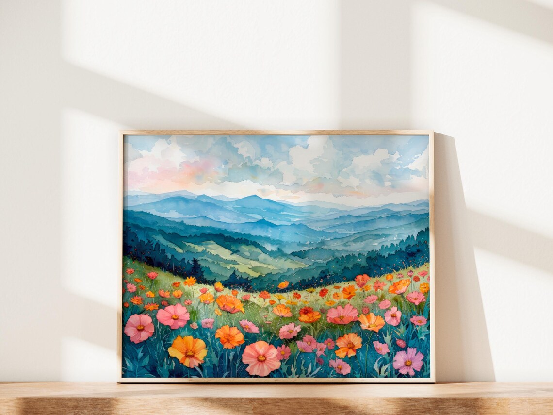 Blue Ridge Parkway Watercolor Art Print, North Carolina - Image 2