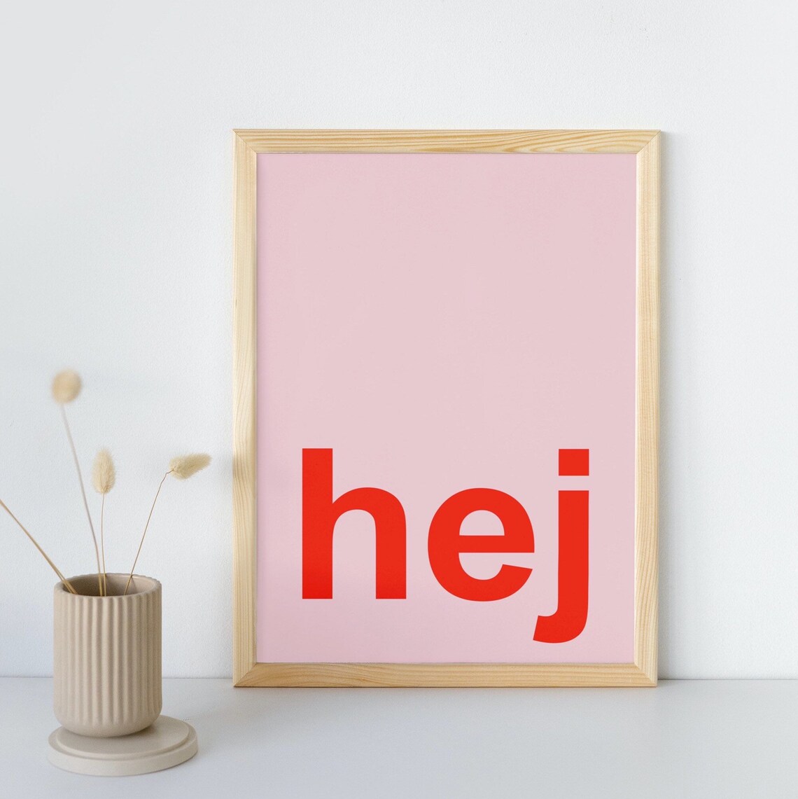 Hey Pink Poster Print, Minimal Home Decor