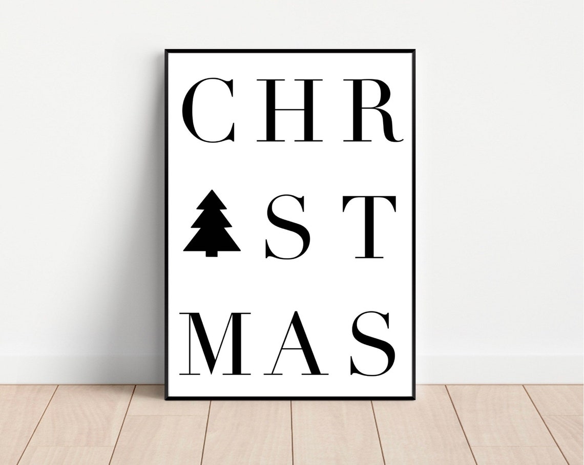 Minimalist Christmas Tree Typography Holiday Season Decor Wall Art - Image 2