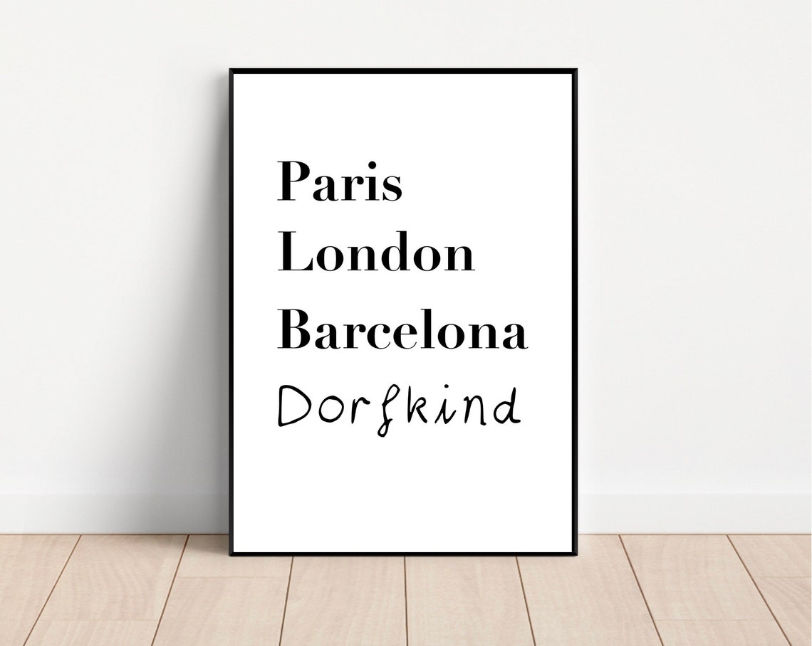 Paris London Barcelona Dorfkind Travel Typography Art Poster - Image 2