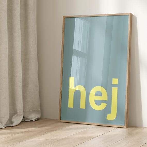 Hej Turquoise Neon Art Print