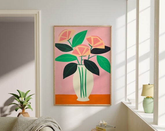 Mid-Century Boho Botanical, Matisse Inspired Floral Poster