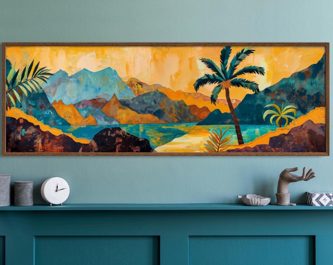 Tropical Paradise Palm Tree Art Print, Panoramic