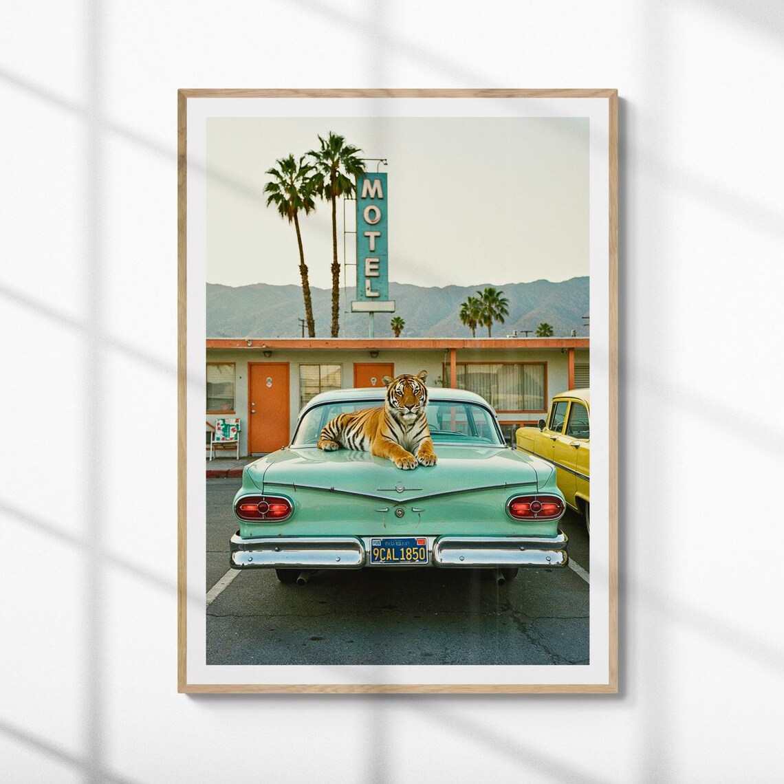 Retro Tiger Motel Art Print, Vintage Palm Springs Decor