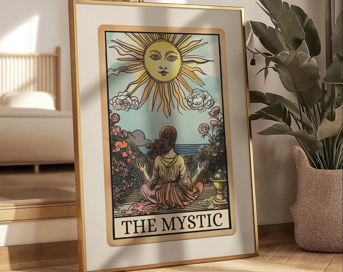Mystic Tarot Card Art Print, Boho Meditation Decor - Image 4
