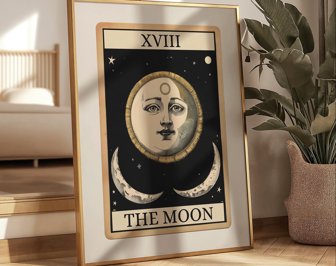 Moon Tarot Card Art Print, Boho Bedroom Decor - Image 4