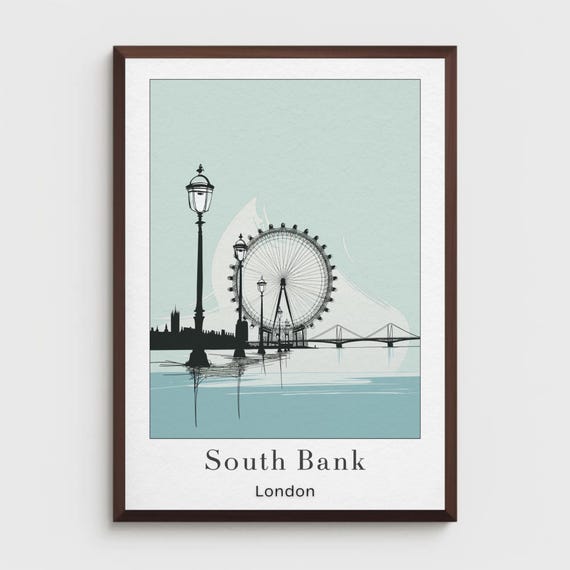 South Bank London Poster Print Fine Line Art Travel Gift