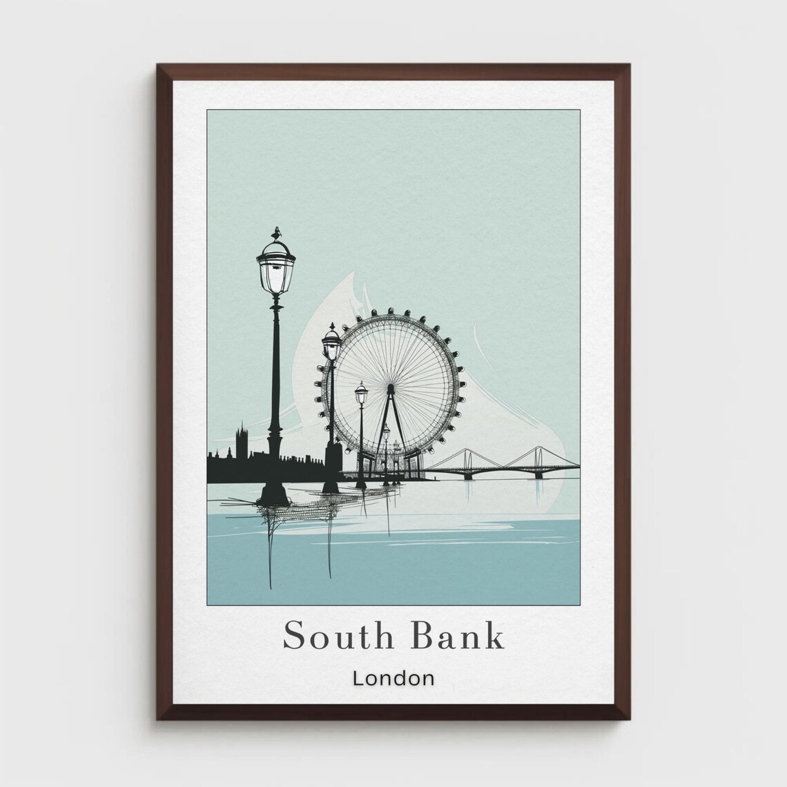 South Bank London Poster Print Fine Line Art Travel Gift