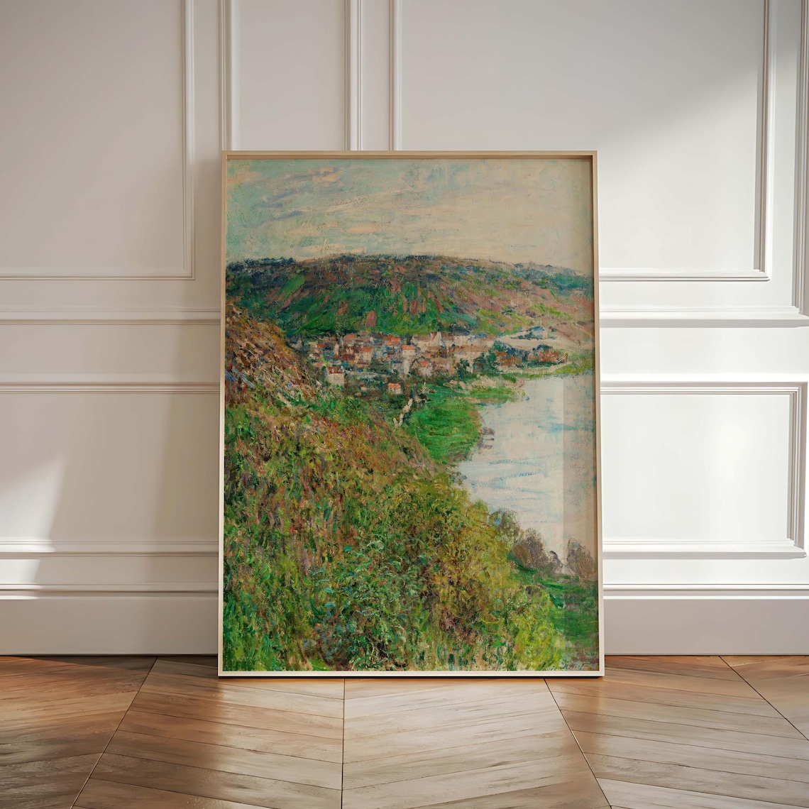 Claude Monet View of Vétheuil French River Village Impressionist Art Poster