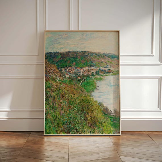 Claude Monet Art Vintage French Landscape Print Classic Impressionist Wall Art Countryside River Scene Poster View Of Vtheuil