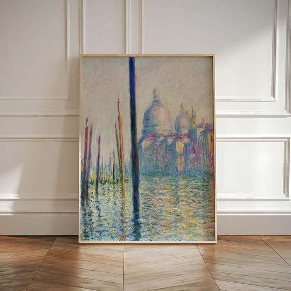 Claude Monet Art Impressionist Venice Painting Print Vintage European Cityscape Wall Art Famous Artwork Reproduction Grand Canal
