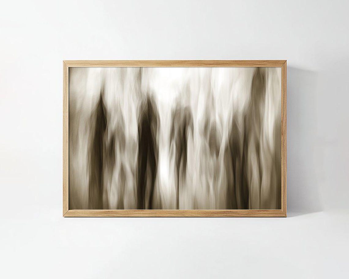 Sepia Blurred Abstract Smoke Streaks Neutral Modern Landscape Poster