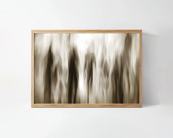 Sepia Blurred Abstract Smoke Streaks Neutral Modern Landscape Poster