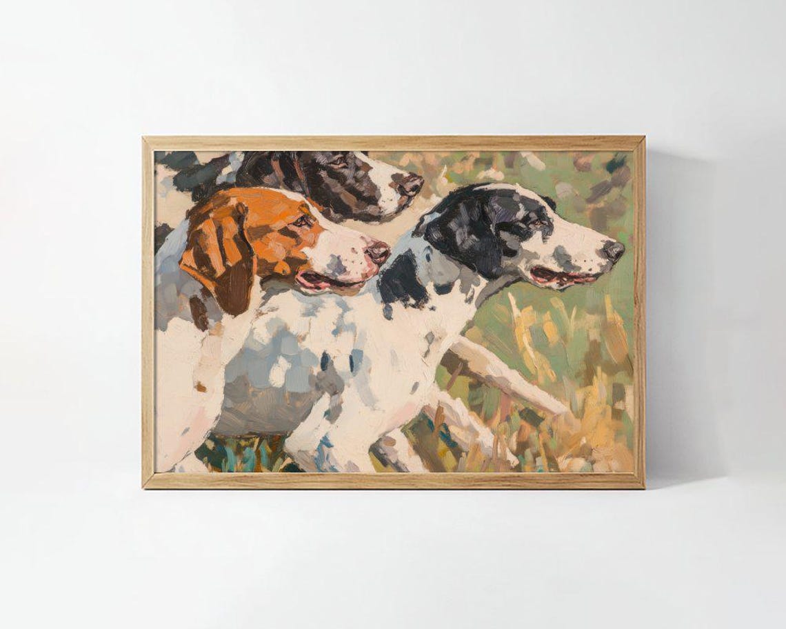 Three Dogs In Profile Painterly Canine Portrait Artwork Poster