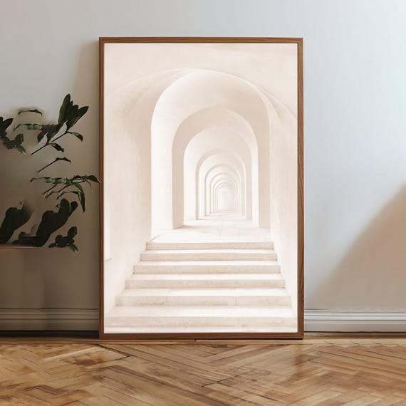 Modern Minimalist Symmetrical Archway Wall Art Print Architectural White Arches Home Decor Neutral Wall Art For Living Room