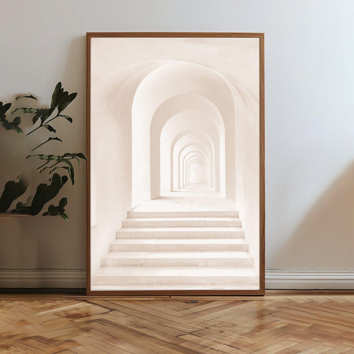 White Symmetrical Archway Corridor Minimal Architecture Poster