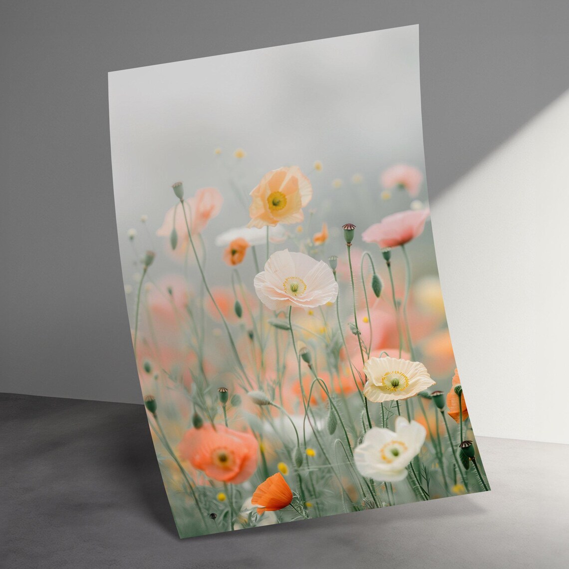 Soft Pastel Wildflower Poppy Field Floral Photography Poster - Image 3