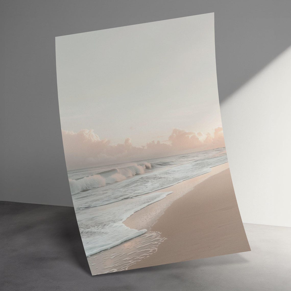 Dreamy Tranquil Minimalist Beach Sunrise Soft Waves Calm Sea Poster - Image 3