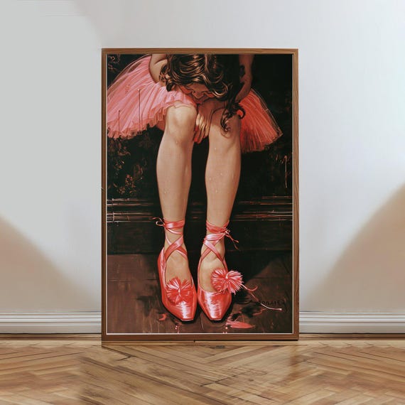 Ballet Dancer Wall Art Pink Ballet Shoes Print Elegant Dancer Painting Ballet Lover Decor Ballet Themed Artwork Pink Ballet Poster