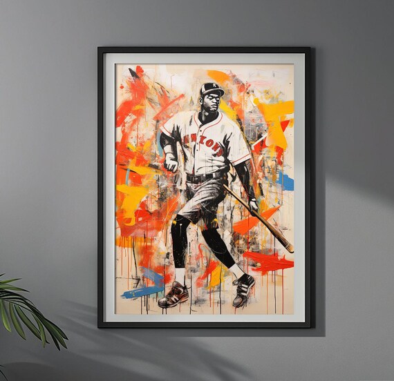 Baseball Legend In Colorful Chaos Jean Michel Basquiat Styl Poster Colorful Futuristic Wall Art Print Unique Design