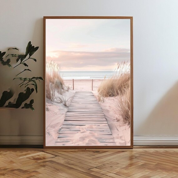 Serene Wooden Boardwalk Path To Beach At Sunset Seaside Walk Poster