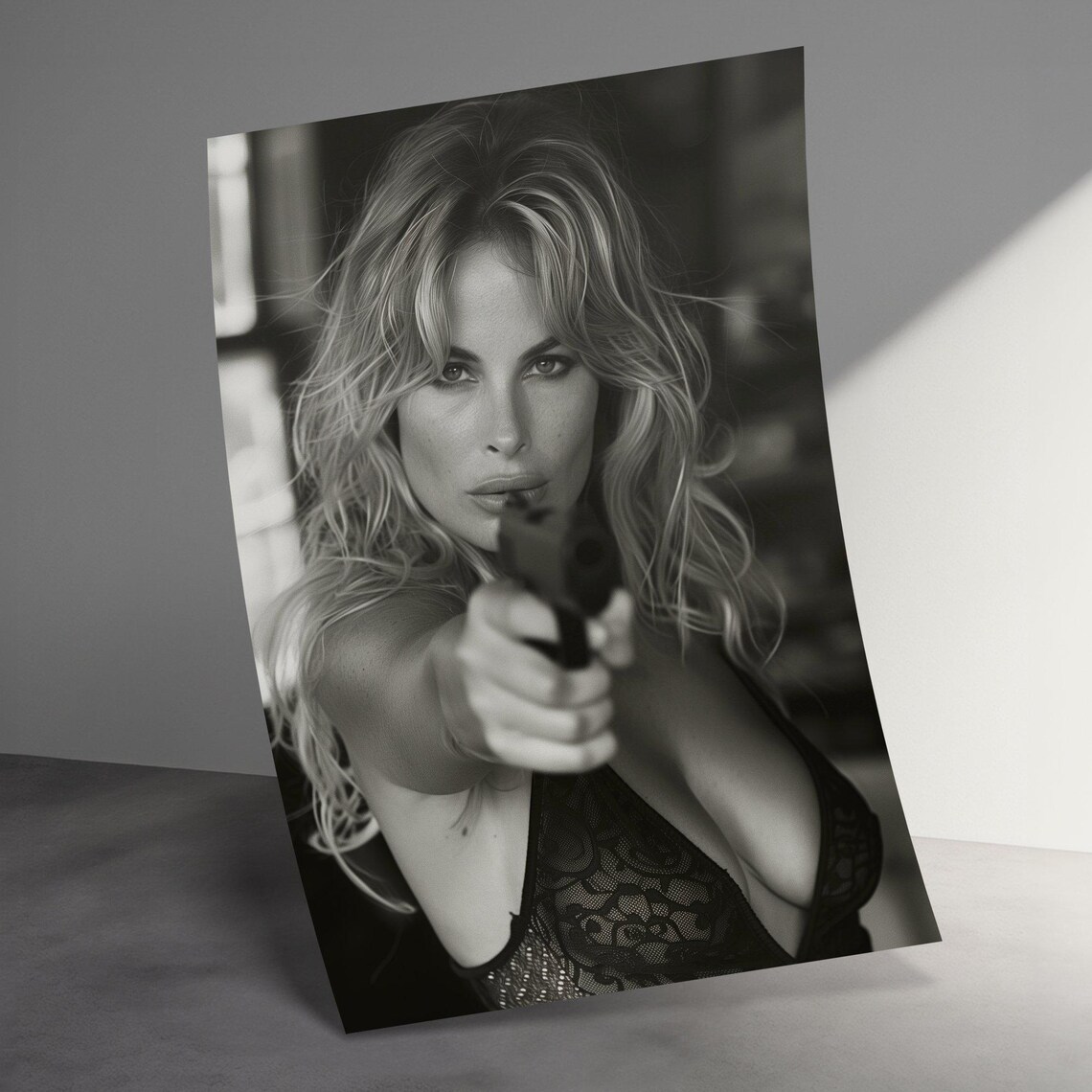 Femme Fatale Black White Action Woman Spy Thriller Photo Poster - Image 3