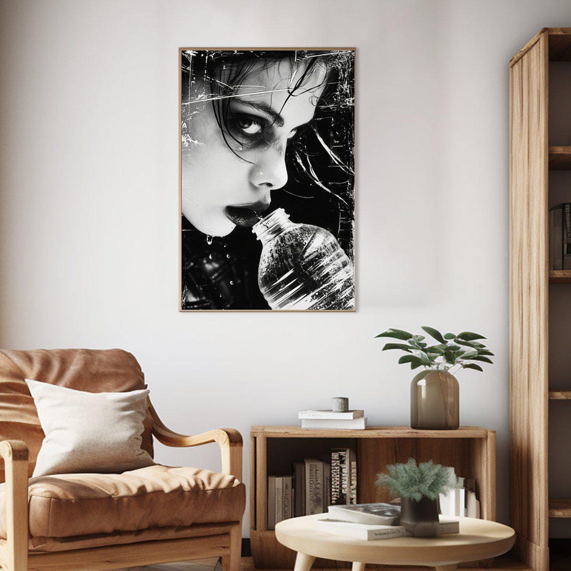 Black And White Edgy Woman Portrait Grunge Photography Poster - Image 2