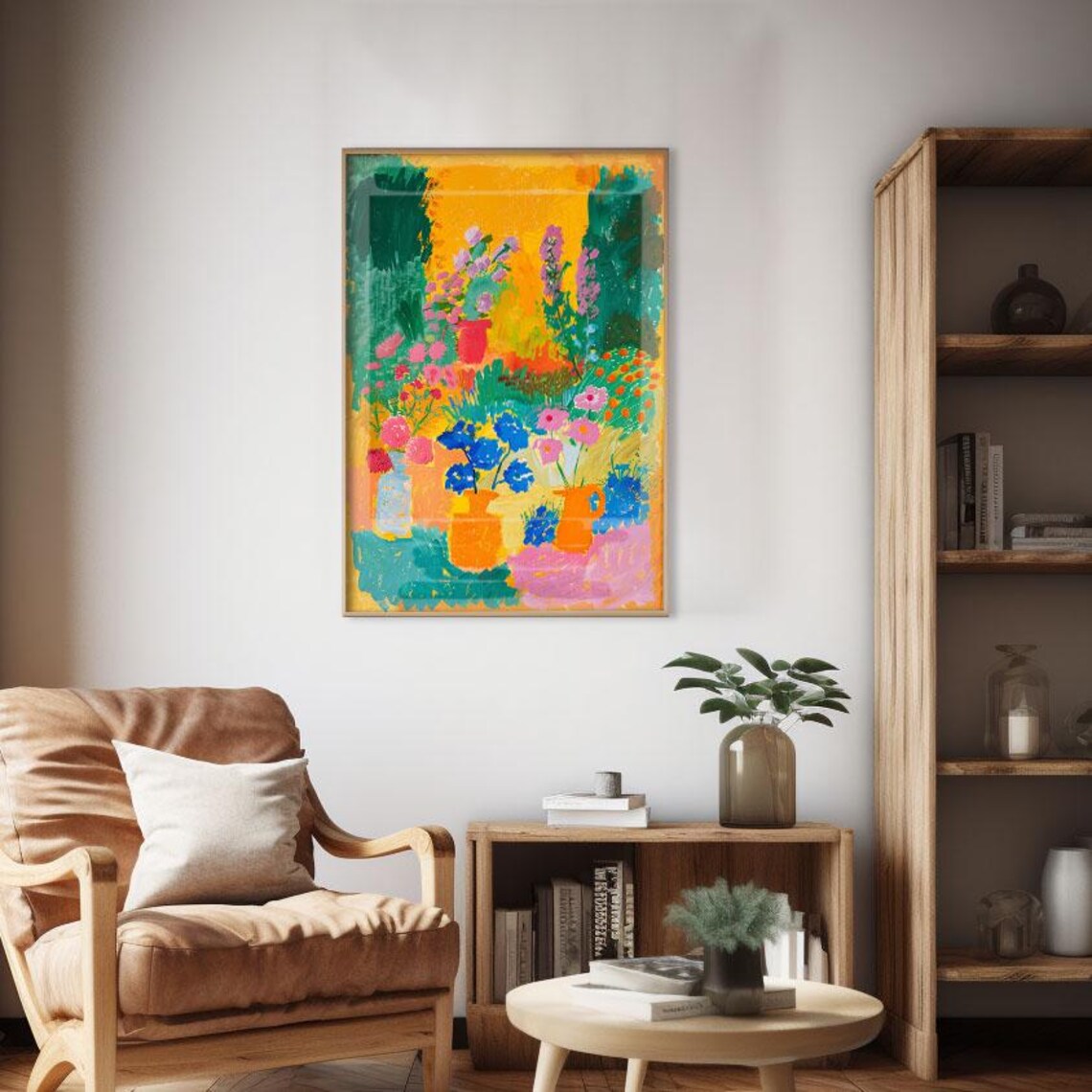 Joyful Flower Garden Expressionist Painting Bold Color Poster - Image 2