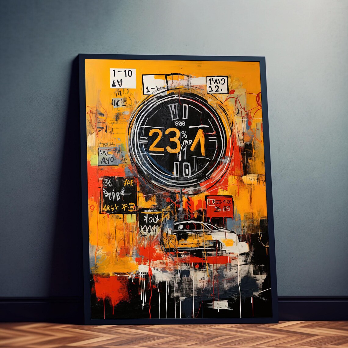 Clockwork City Abstract Clock Street Art Chaos Painting Poster - Image 3
