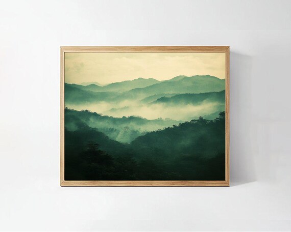 Misty Mountain Landscape Scenic Nature Art Print Wall Art Home Decor Inspirational Mountain View Print For Home