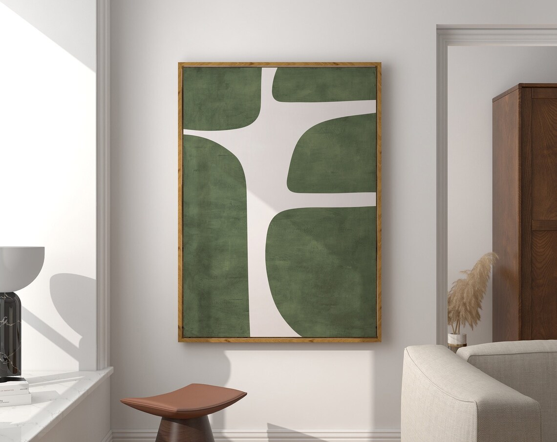 Modern Green Beige Minimalist Mid-Century Poster