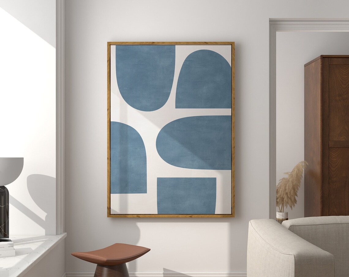 Minimalist Blue Light Beige Tones Mid-Century Poster