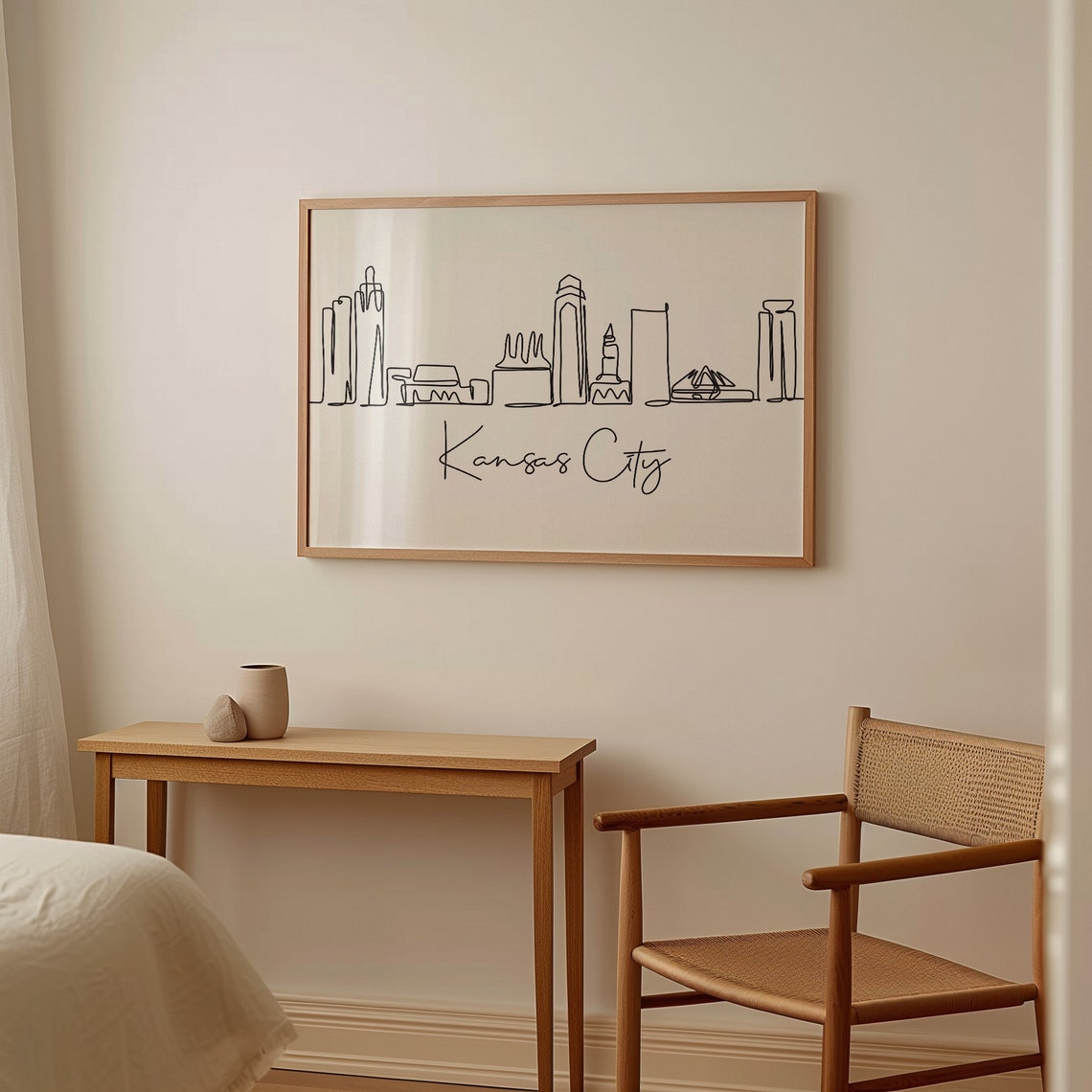 Downtown Kansas City Skyline Black Line Art Minimalist Travel Poster - Image 2
