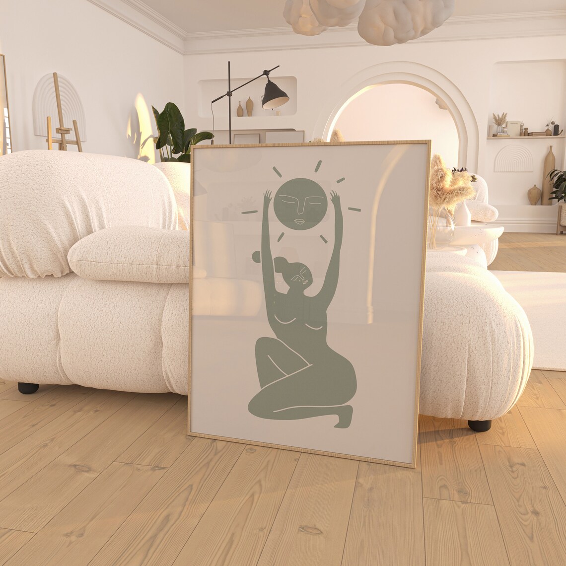 Green Woman Sun Sage Matisse Style Cut Out Abstract Art Poster