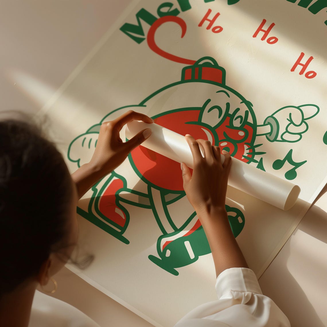 Merry Christmas Ho Ho Ho Retro Ornament Mascot Dancing Holiday Poster - Image 4