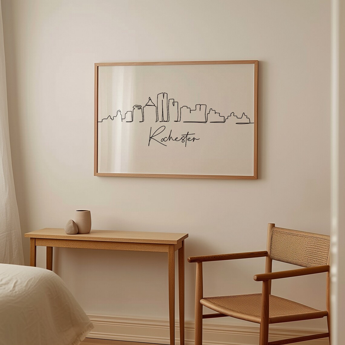 Rochester City Skyline Black Line Art Minimalist Travel Poster - Image 4
