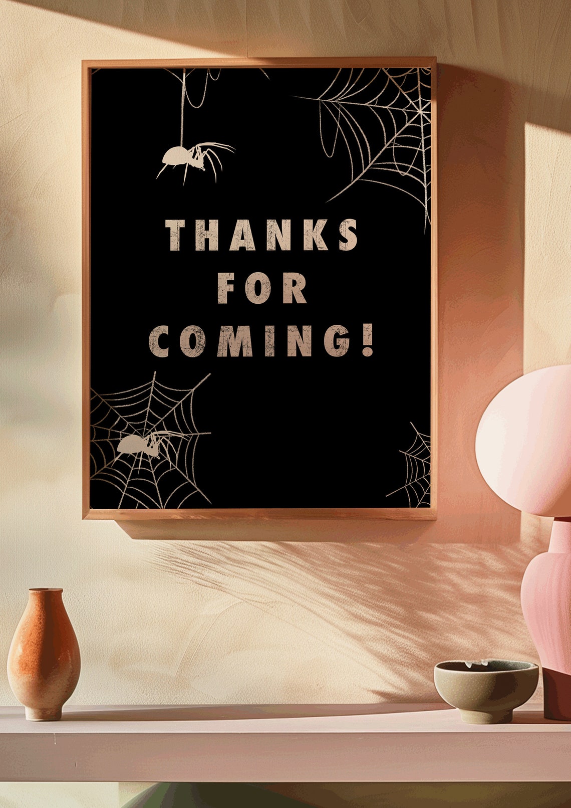 Thanks For Coming Halloween Party Sign Spider Web Black Wall Art - Image 2