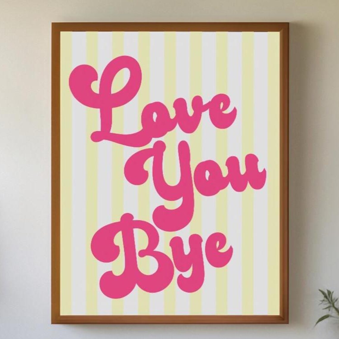Love You Bye Pink Groovy Retro Striped Wall Decor Art Poster - Image 6