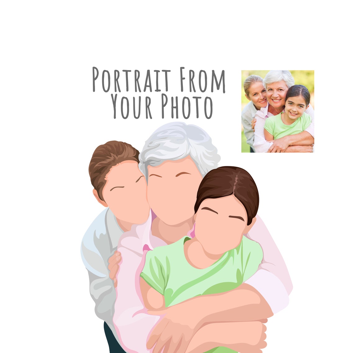 Custom Faceless Portrait of Grandmother With Daughter and Granddaughter Poster